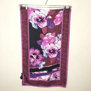 White House Black Market Viola Scarf 22" by 72" Floral Satin